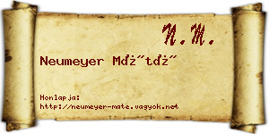 Neumeyer Máté névjegykártya